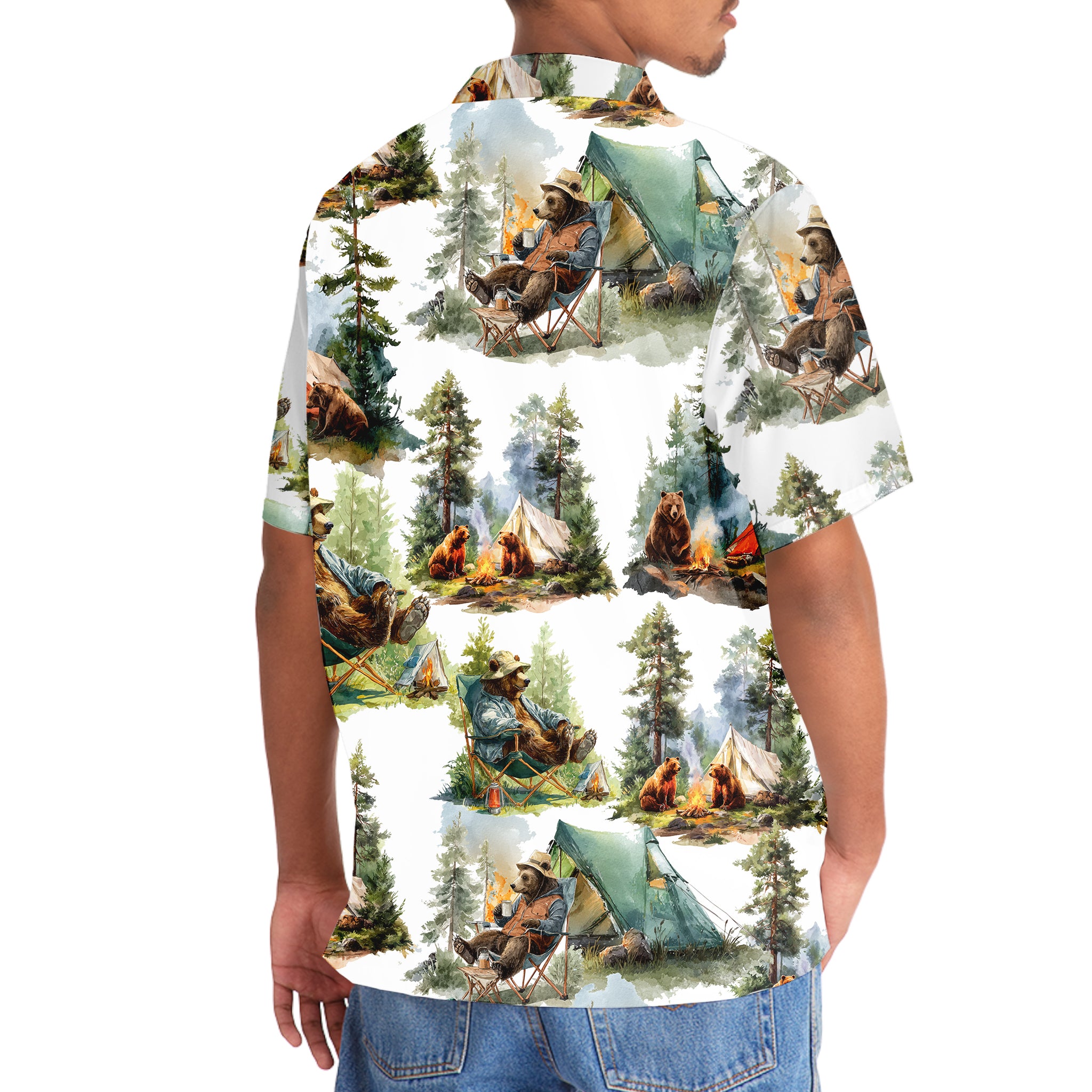 Camping Bear Chill Forest Hawaiian Shir