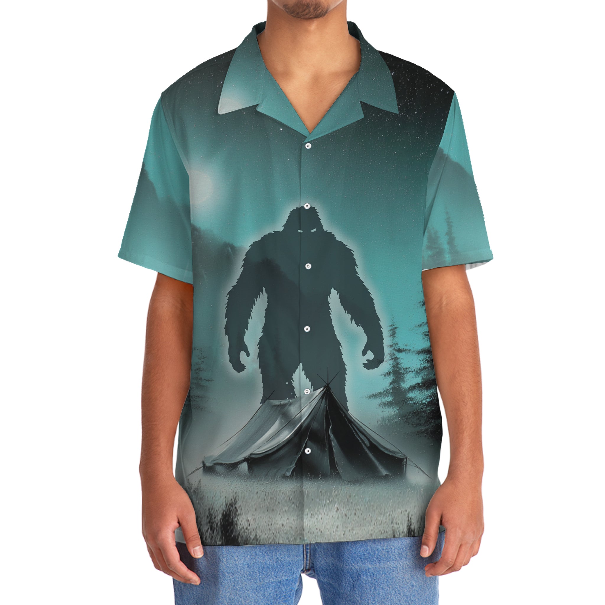 Mysterious Bigfoot At Campsite Hawaiian Shirt