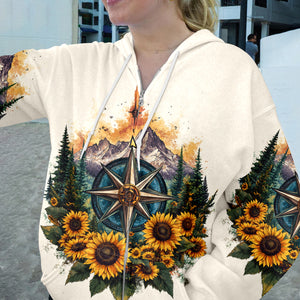 Live For The Moments Compass Sunflower All Over Print Shirt