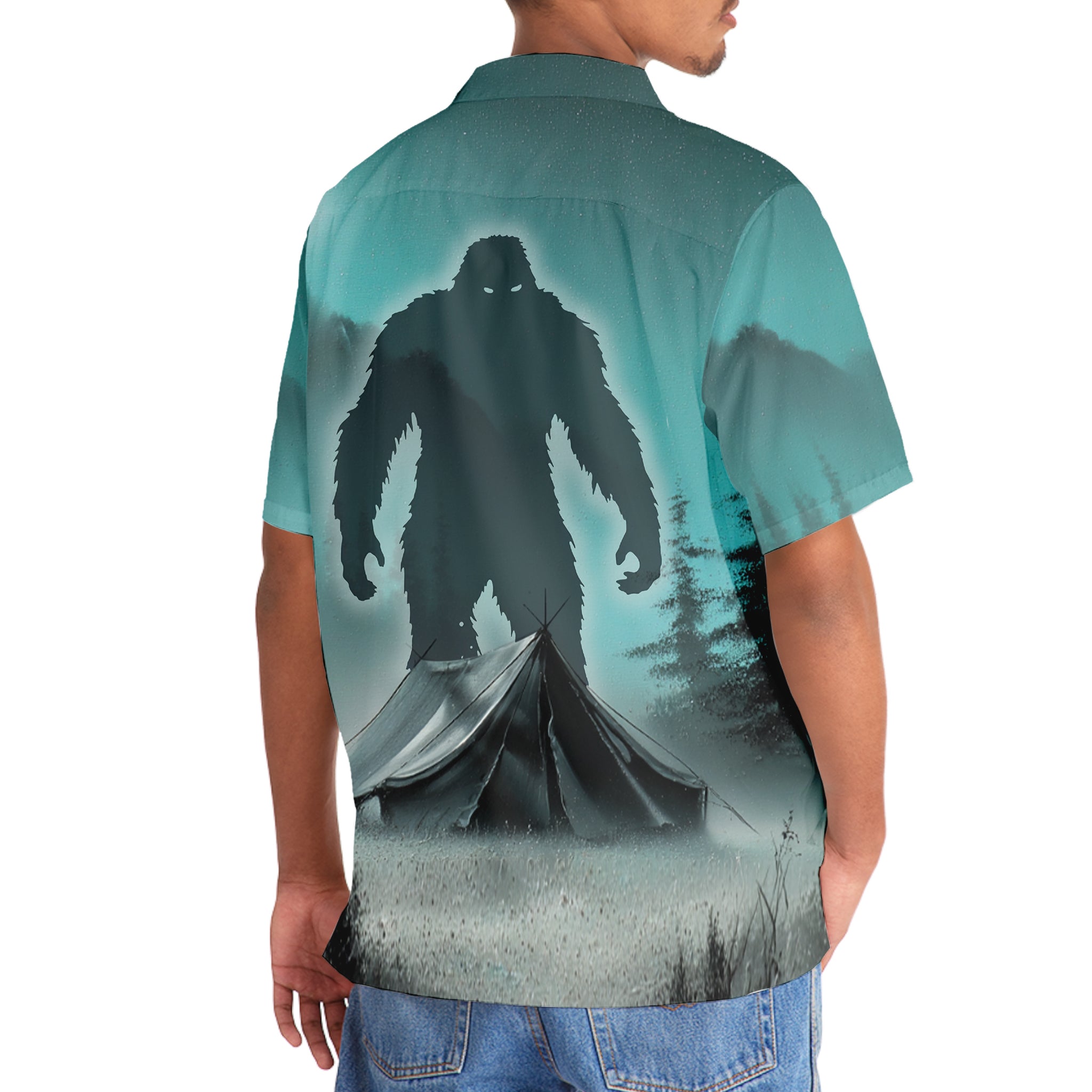 Mysterious Bigfoot At Campsite Hawaiian Shirt