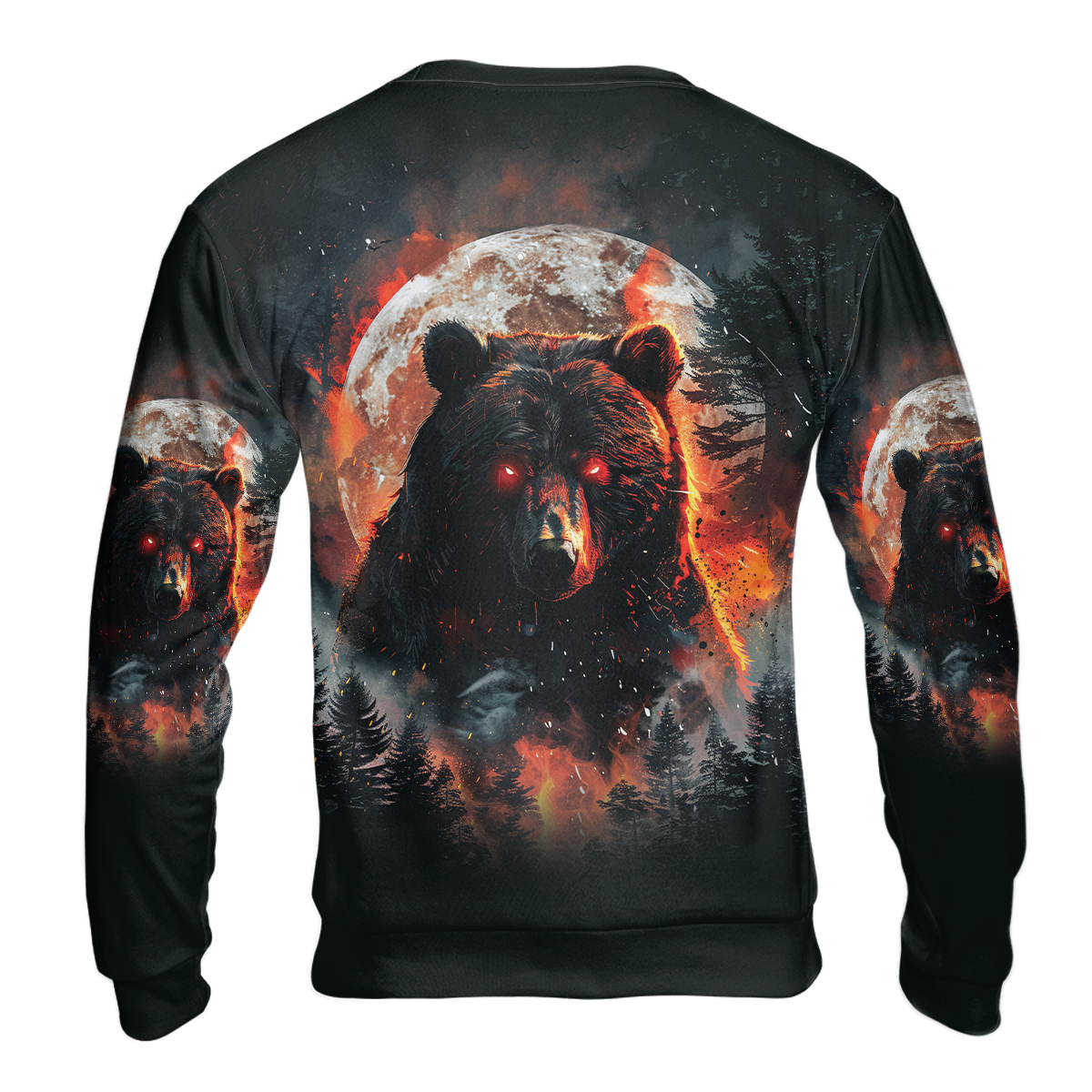 Fire Bear Adventure Dark Night Forest All Over Print Shirt