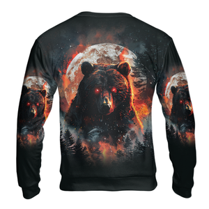 Fire Bear Adventure Dark Night Forest All Over Print Shirt