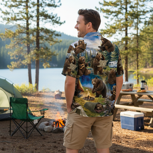 Funny Bear Camping Hawaiian Shirt