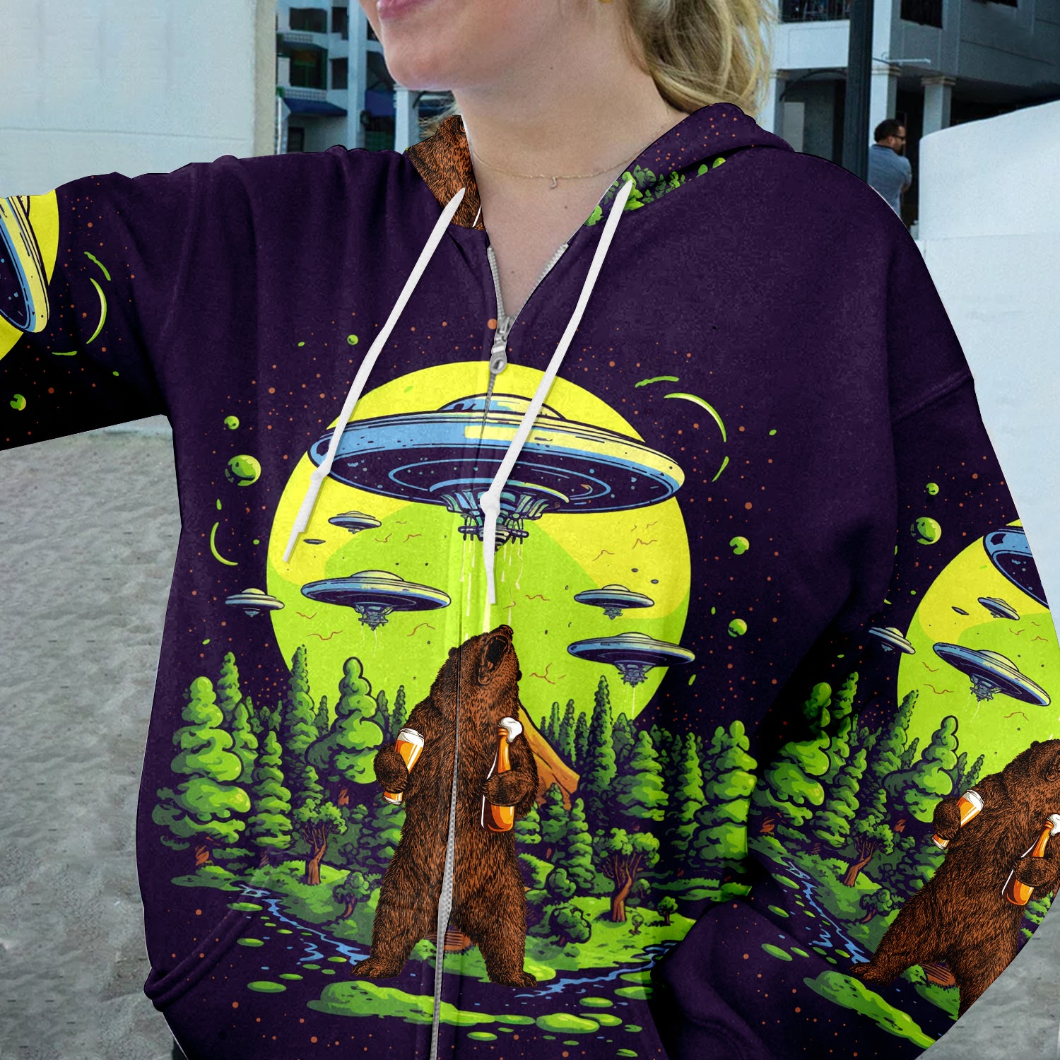 Funny Grizzly Bear Drinking All Over Print Shirt