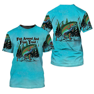 Fish Around And Find Trout Retro Graphic All Over Print Shirt
