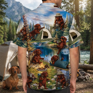 Dachshund Dog Funny Camping Hawaiian Shirt