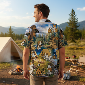 Funny Dog Camping Hawaiian Shirt