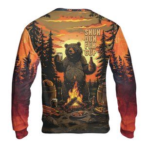 Funny Beer Bear Campfire All Over Print Shirt