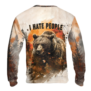 Bear Forest I Hate People All Over Print Shirt