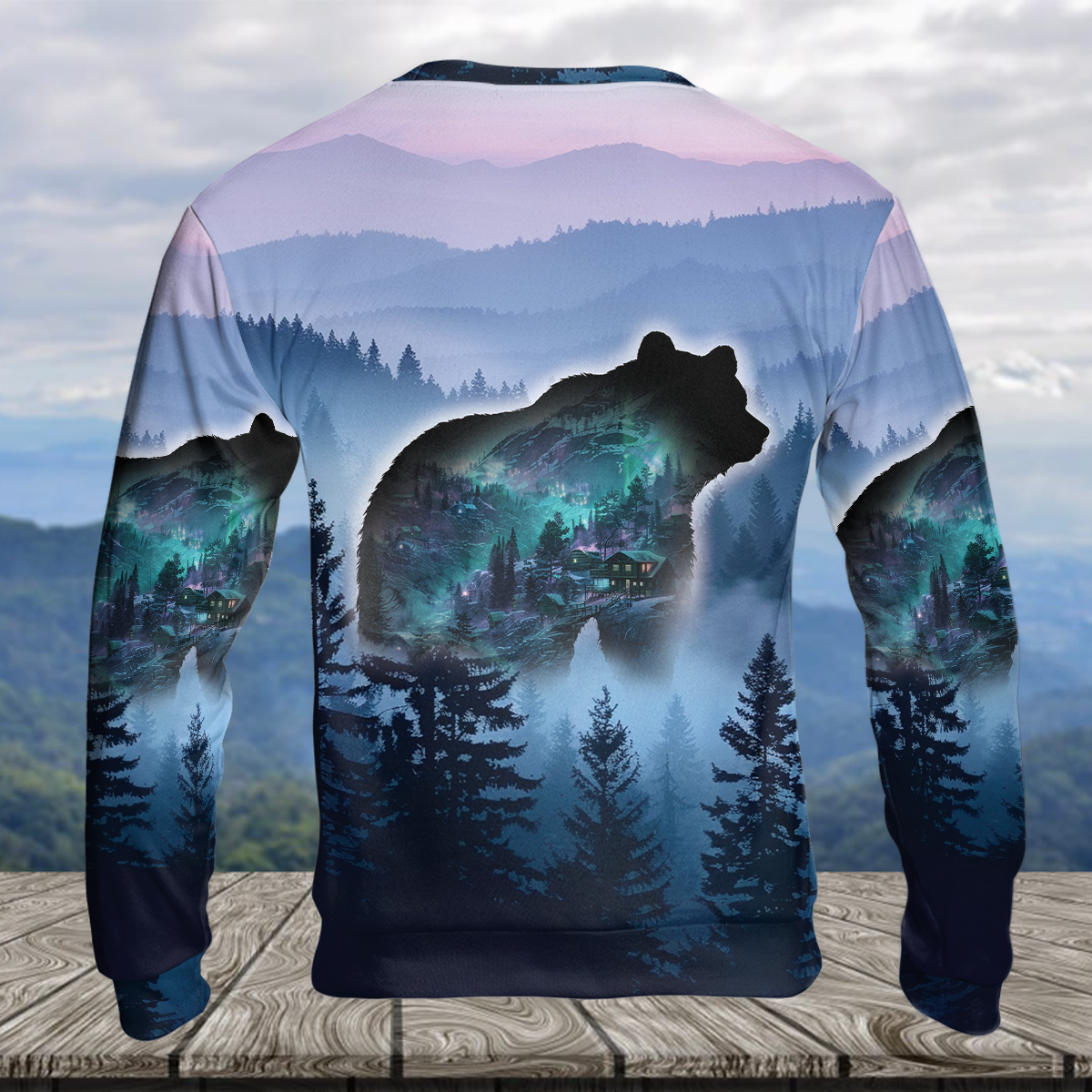 Aurora Bear Adventure Mountain All Over Print Shirt