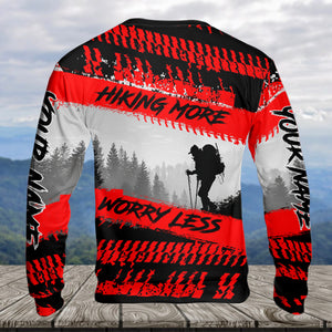Custom Name Hiking More Worry Less Black Red All Over Print Shirt