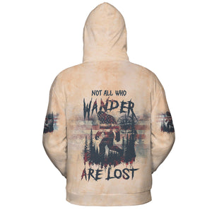 Vintage Bigfoot Not All Who Wander Are Lost Compass USA All Over Print Shirt