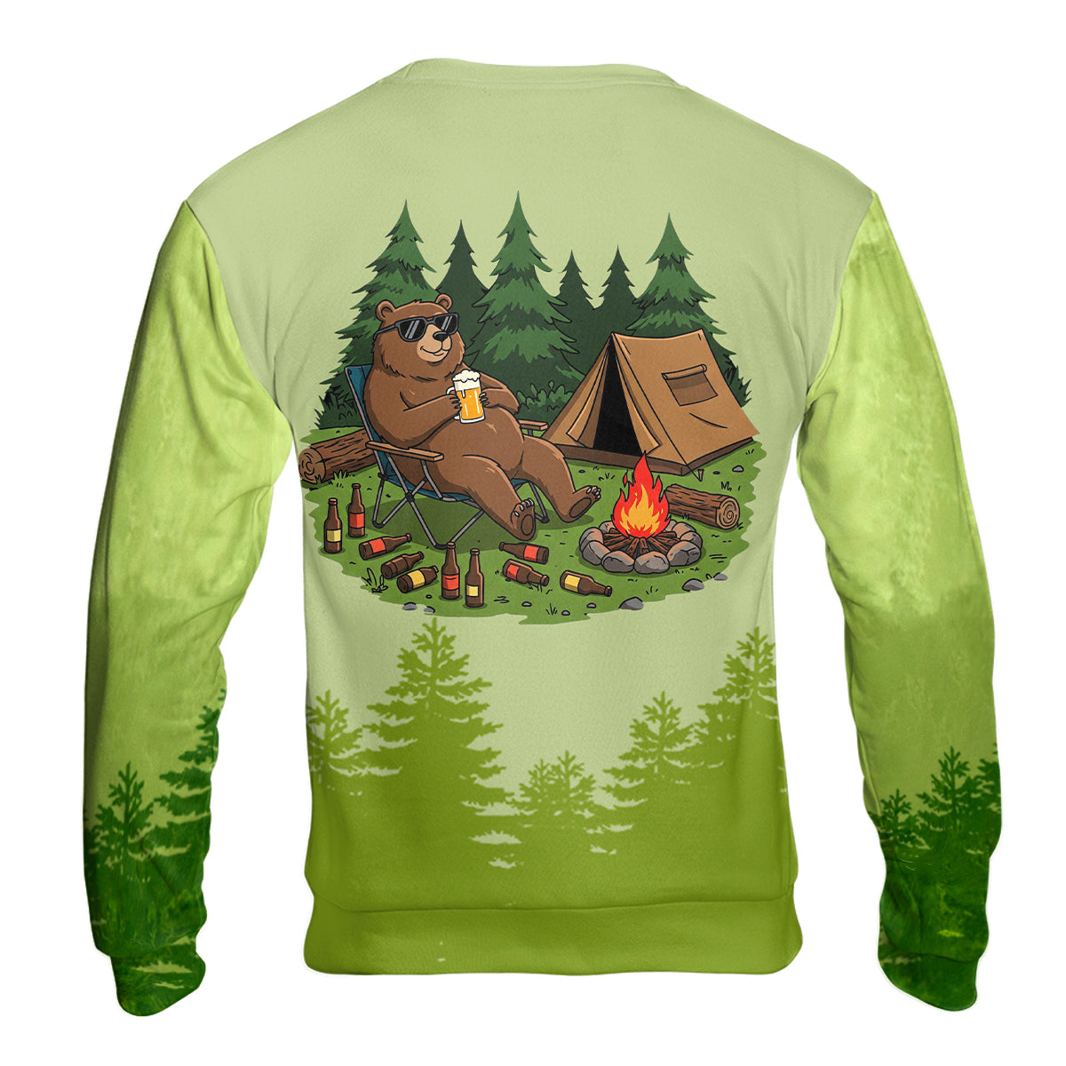 Funny Bear Drinking Camping All Over Print Shirt