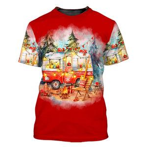 Red All I Want For Christmas Is Camping All Over Print Shirt
