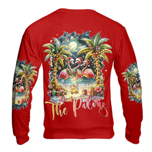 Christmas Deck The Palms Flamingo All Over Print Shirt