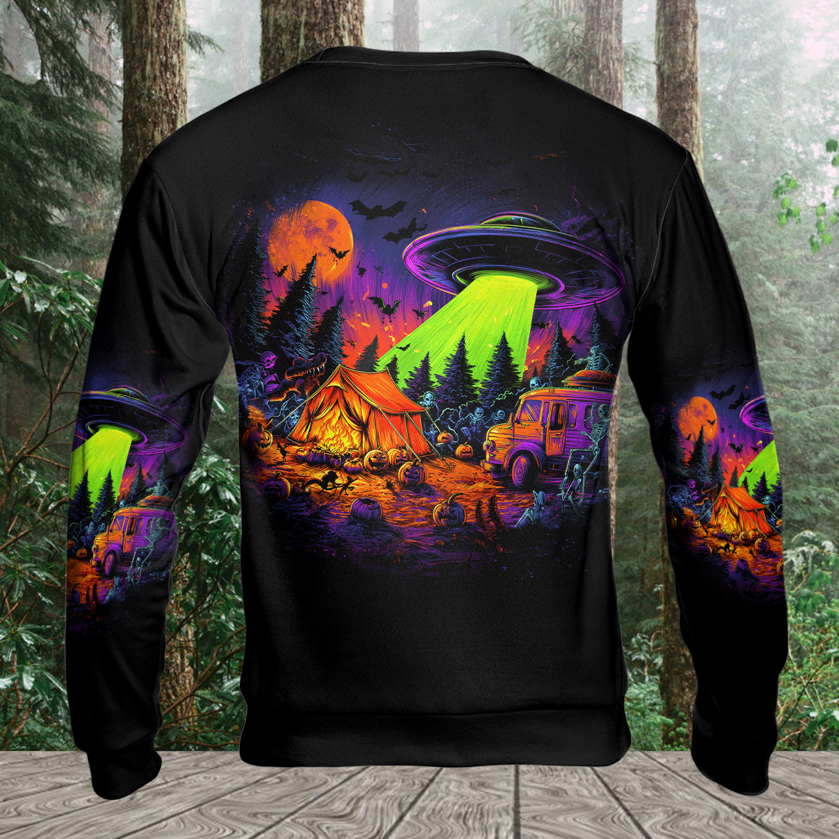 Alien Camp-O-Ween Invasion – UFO Halloween Camping All Over Print Shirt
