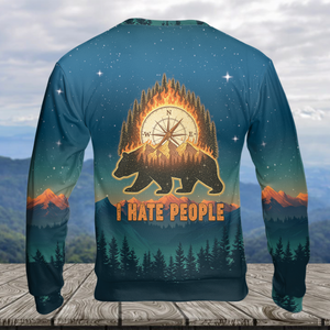 Bear Camp I Hate People  Mountain Night Forest All Over Print Shirt