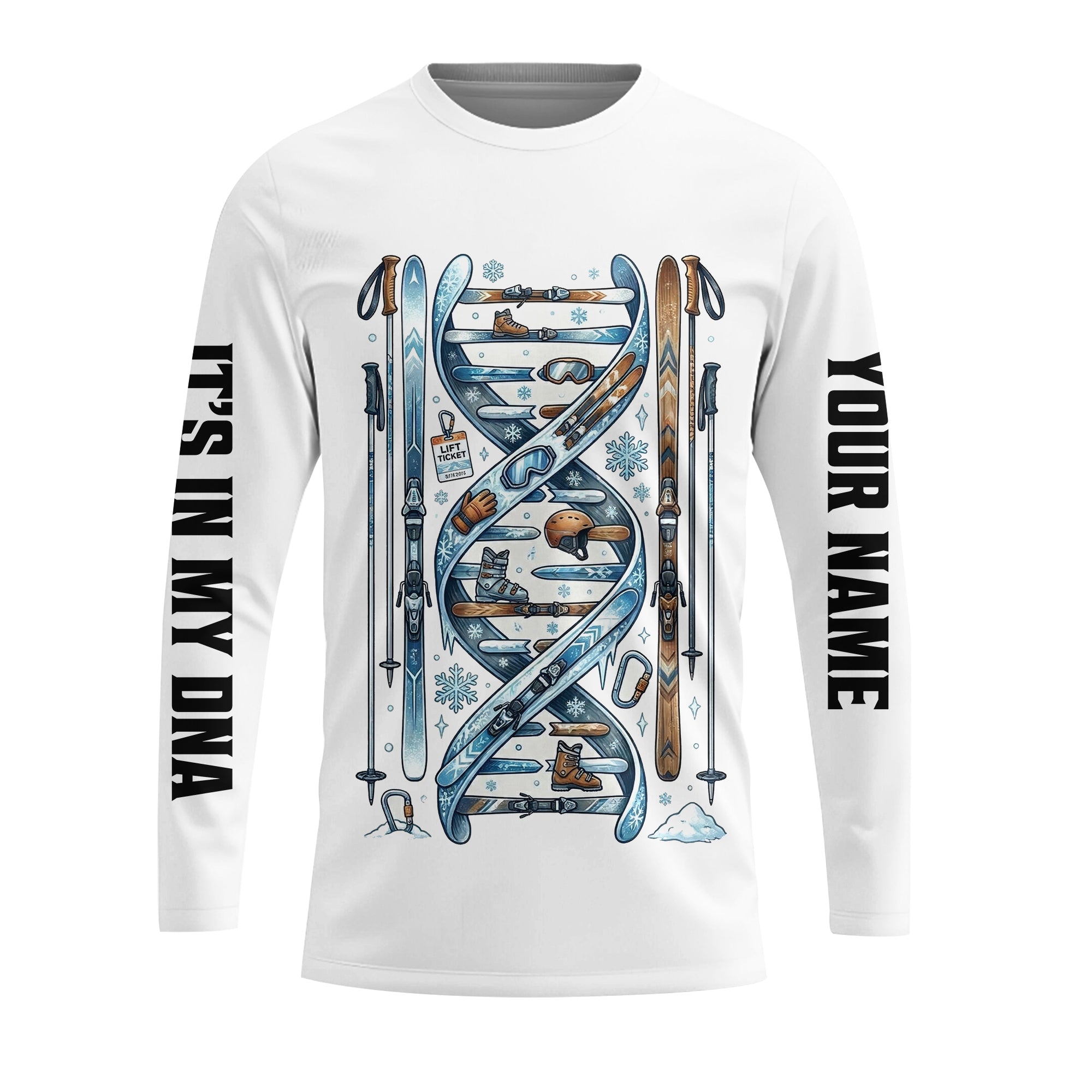 Custom Name Skiing It's In My DNA All Over Print Shirt
