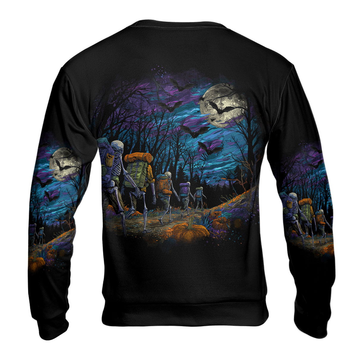Skeleton Trekking Adventure Night Halloween All Over Print Shirt