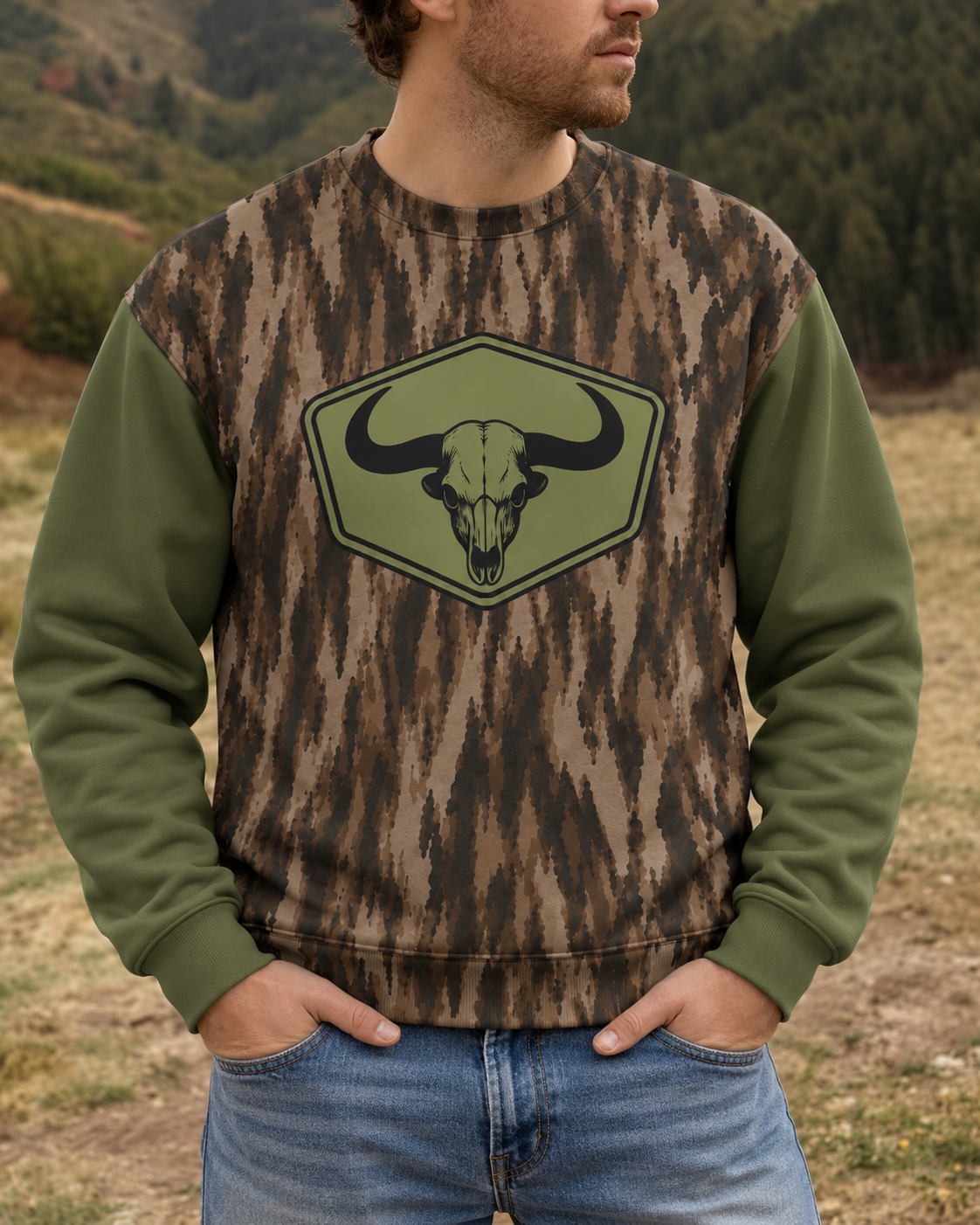 Bison Skull Hunting Tactical Camouflage All Over Print
