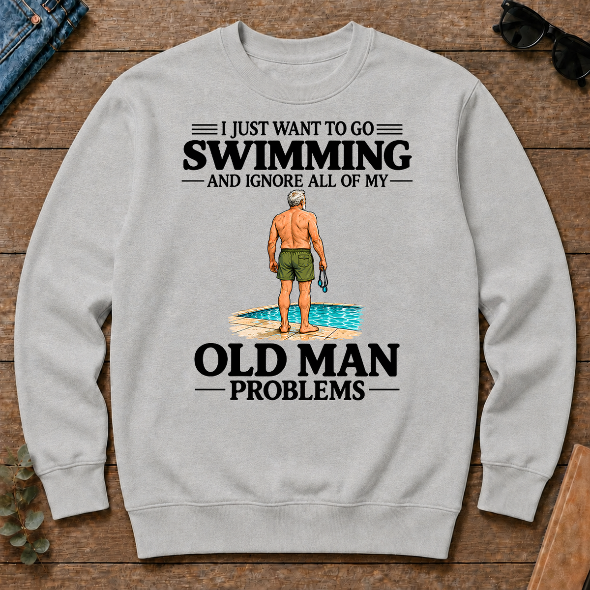 I Just Want To Go Swimming Vintage Men - ash - CS2D-Ash