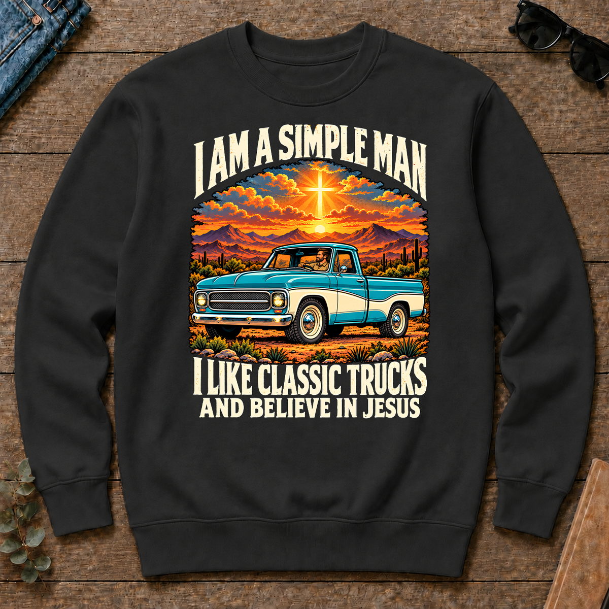 I Like Classic Trucks & Believe In Jesus - black - CS2D-Black