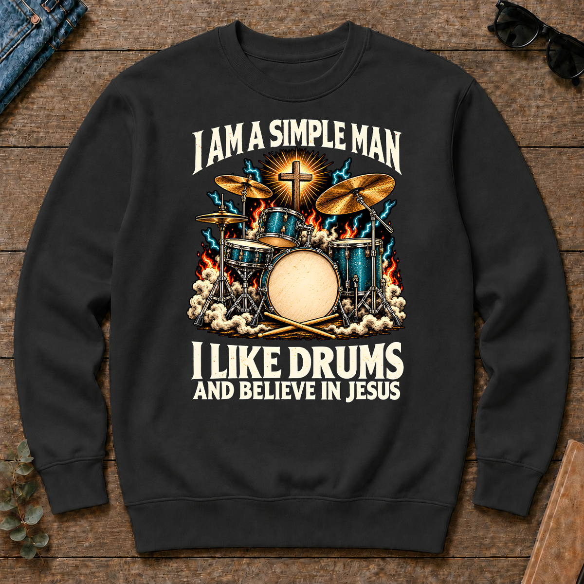 I Like Drums & Believe In Jesus - black - CS2D-Black