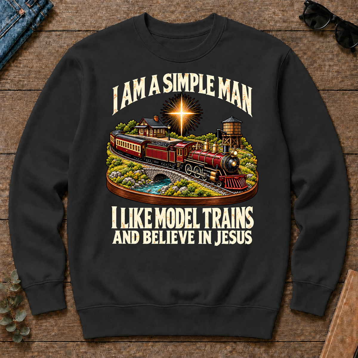 I Like Model Trains & Believe In Jesus - black - CS2D-Black
