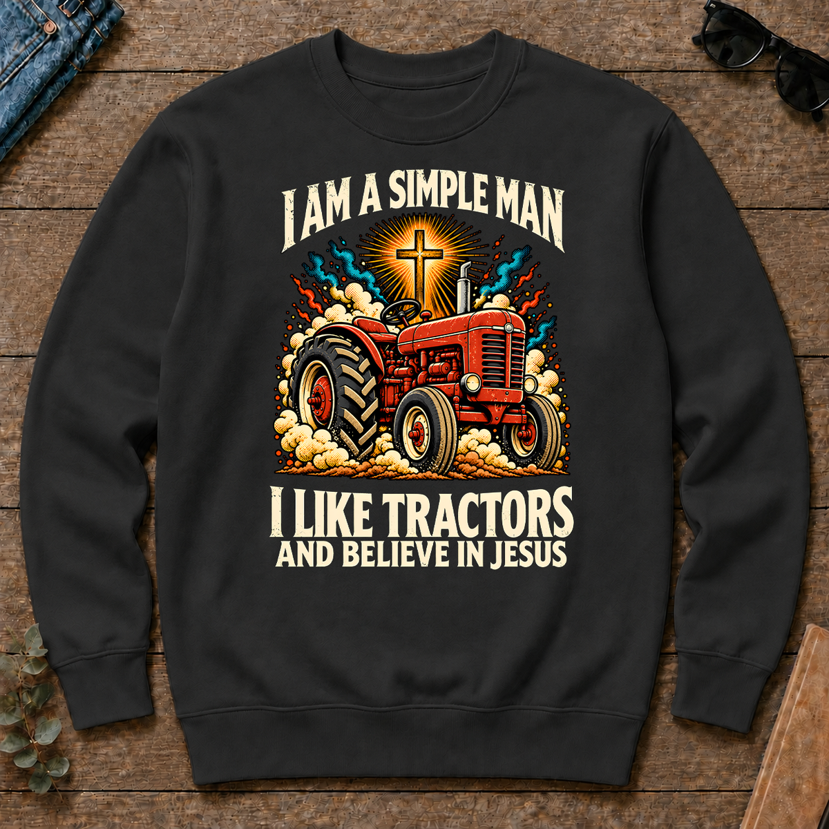 I Like Tractors & Believe In Jesus - black - CS2D-Black