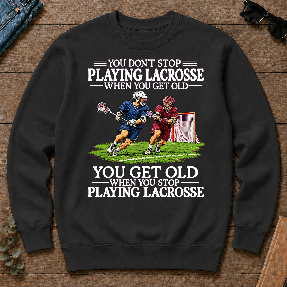 Old Man Don't Stop Lacrosse - black - CS2D-Black