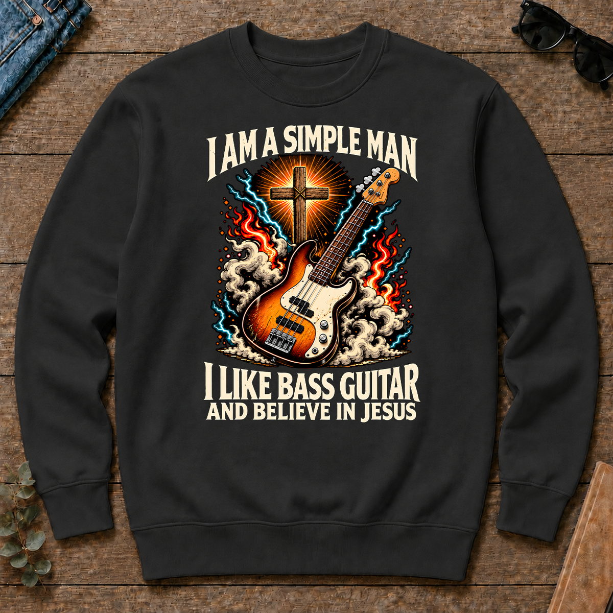 I Like Bass Guitar & Believe In Jesus - black - CS2D-Black