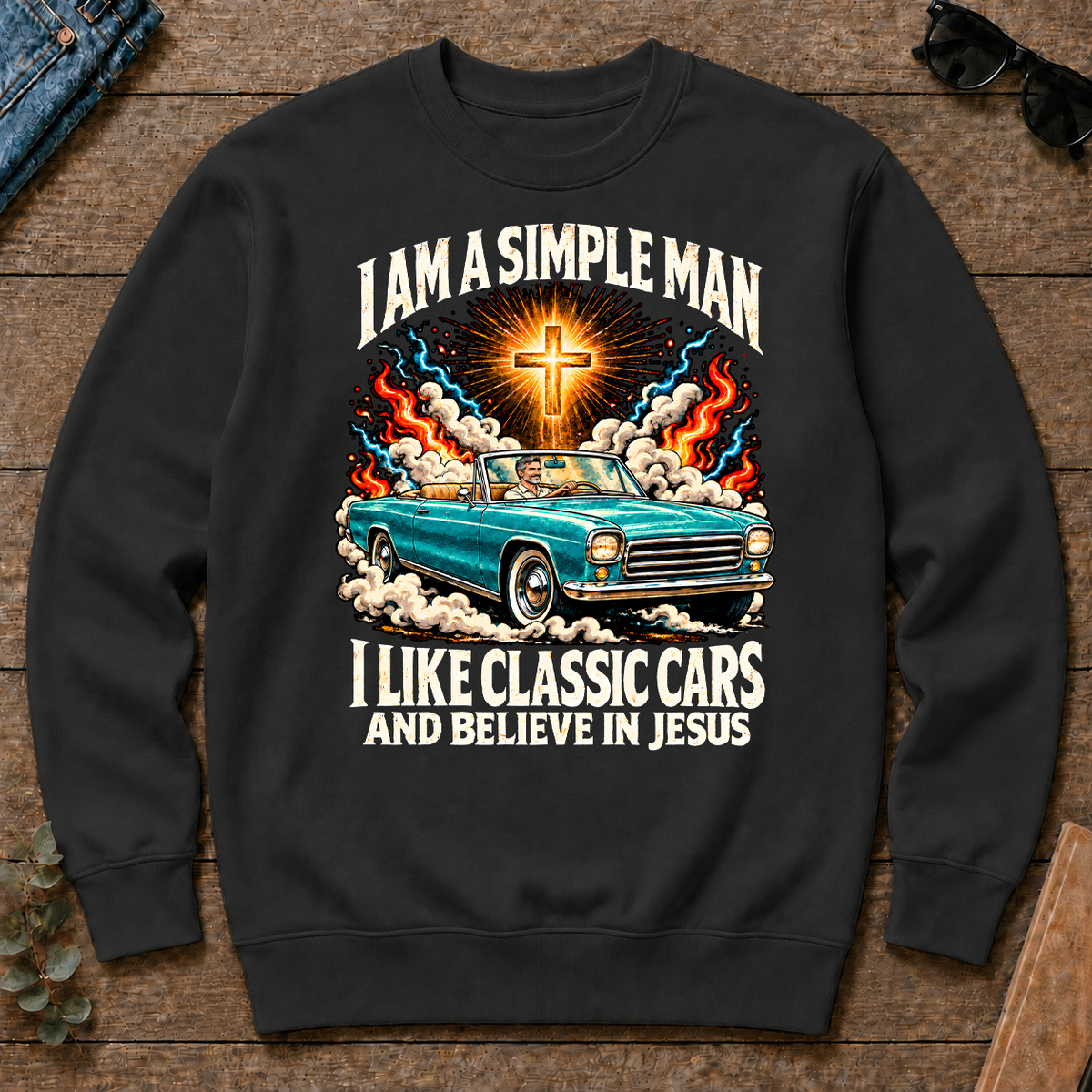 I Like Classic Cars & Believe In Jesus - black - CS2D-Black
