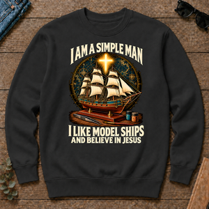 I Like Model Ships & Believe In Jesus - black - CS2D-Black