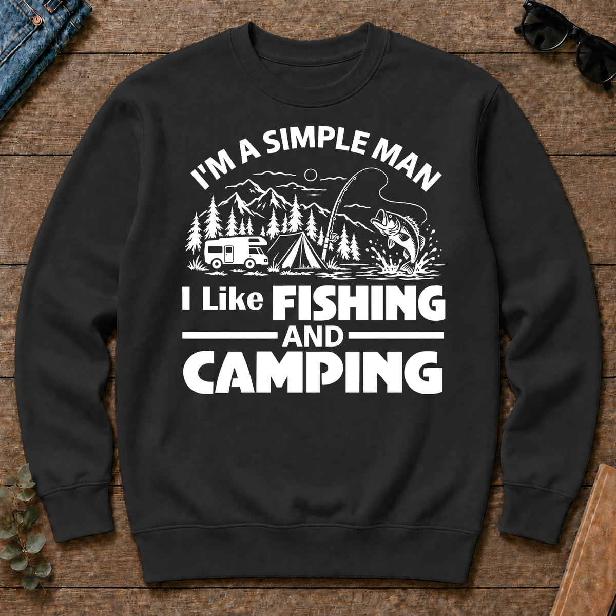 I Like Fishing And Camping - black - CS2D-Black