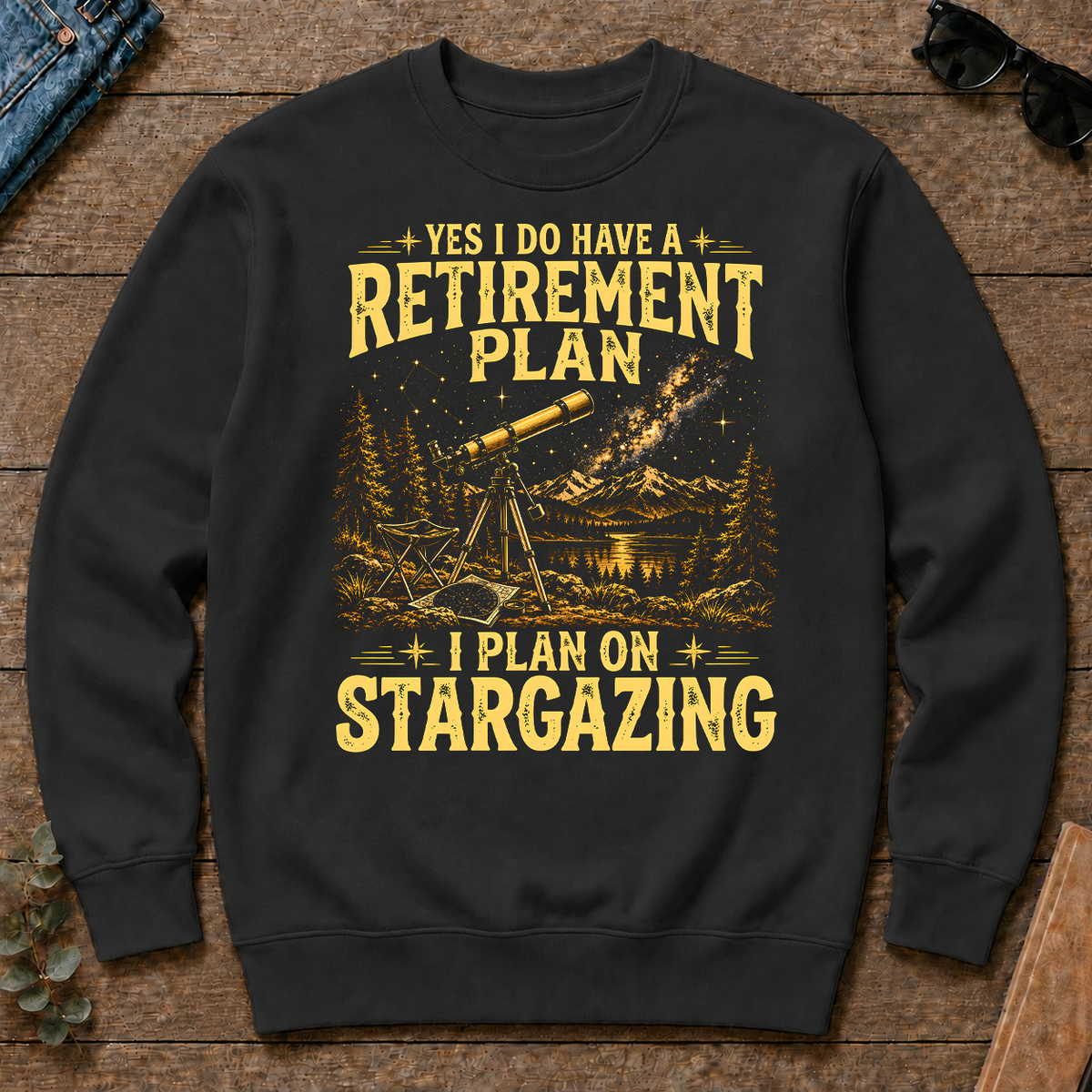 I Do Have A Retirement Plan I Plan On Stargazing - black - CS2D-Black