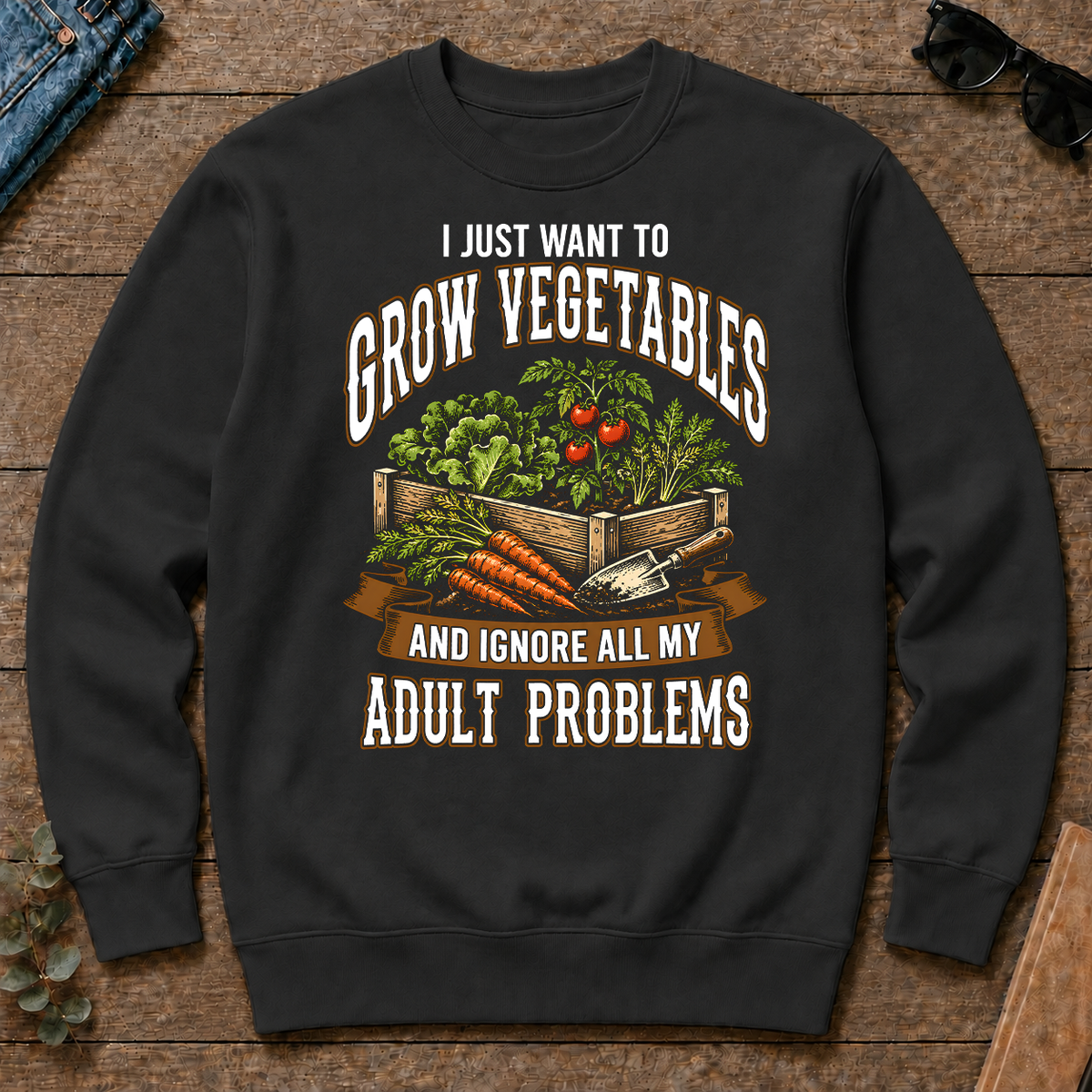 Vintage I Just Want To Grow Vegetables - black - CS2D-Black