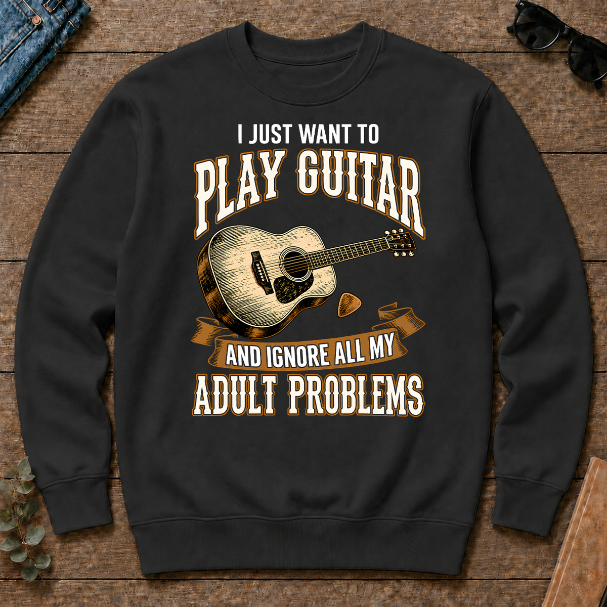 Vintage I Just Want To Play Guitar - black - CS2D-Black