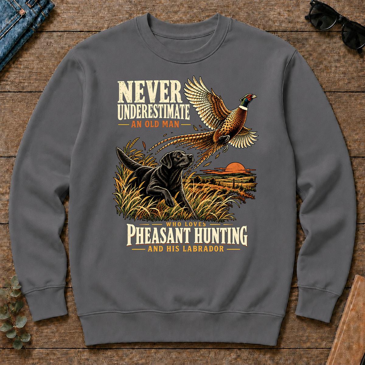 Never Underestimate An Old Man Loves Pheasant Hunting And His Labrador - charcoal - CS2D-Charcoal