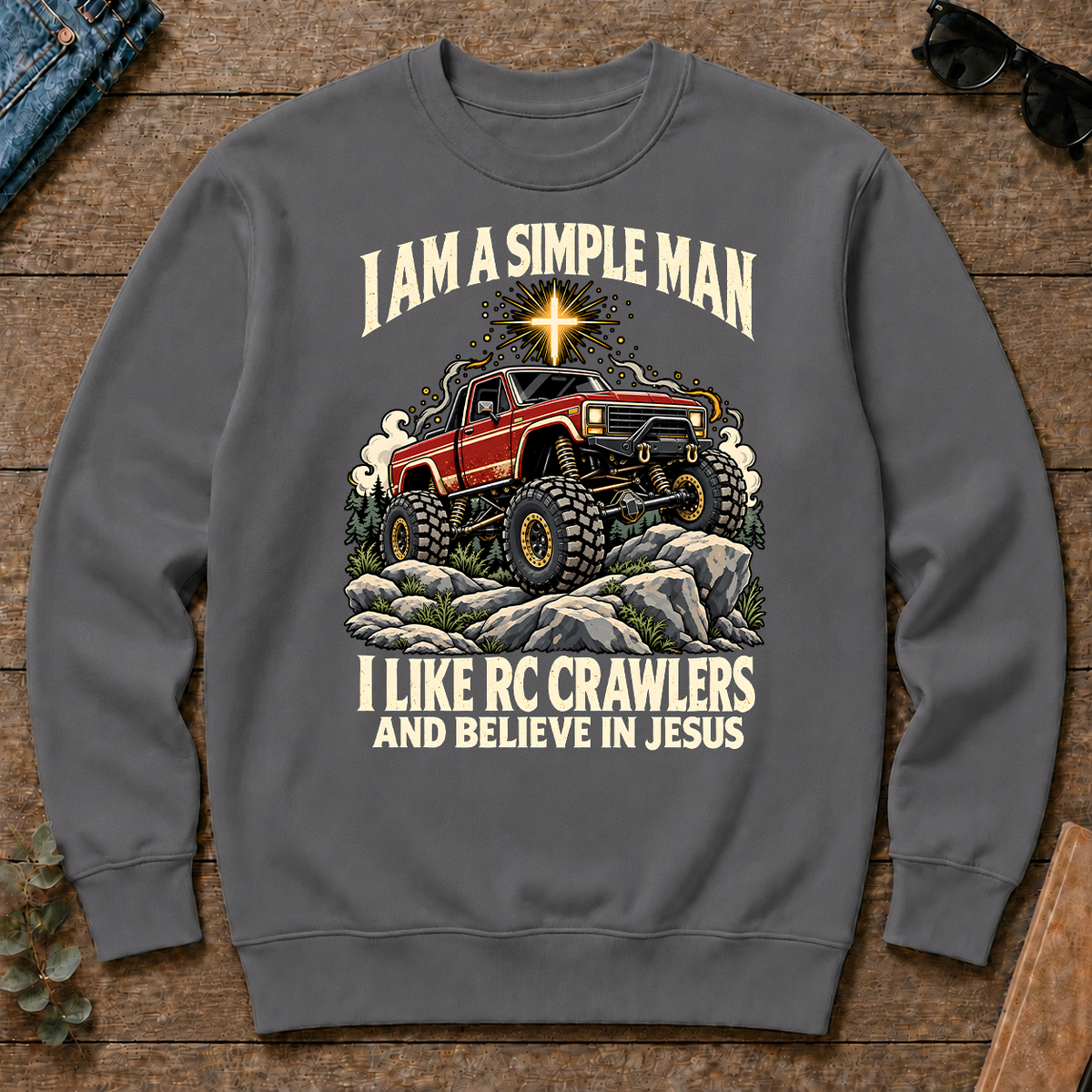 I Like RC Crawlers & Believe In Jesus - charcoal - CS2D-Charcoal
