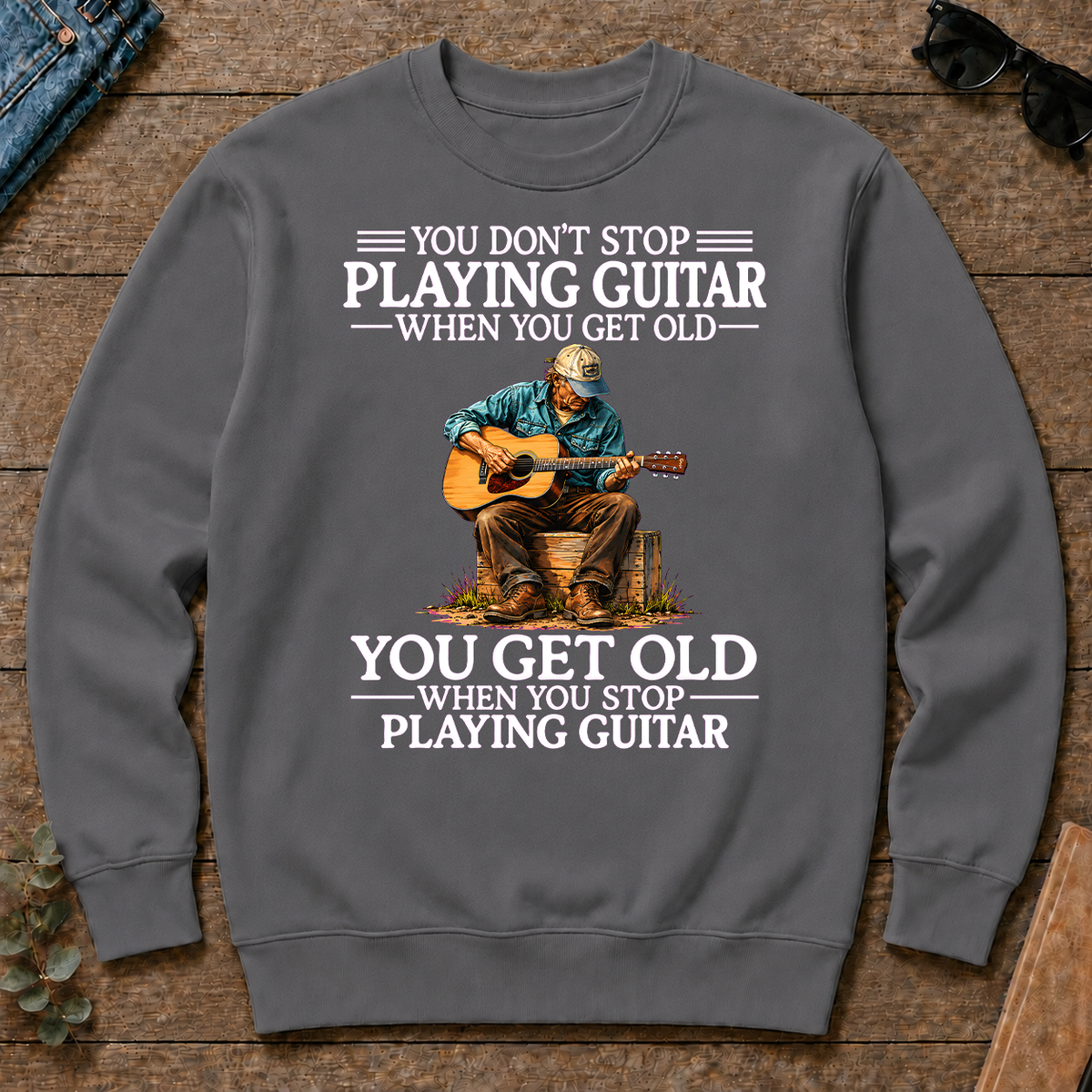 Old Man Don't Stop Playing Guitar - charcoal - CS2D-Charcoal