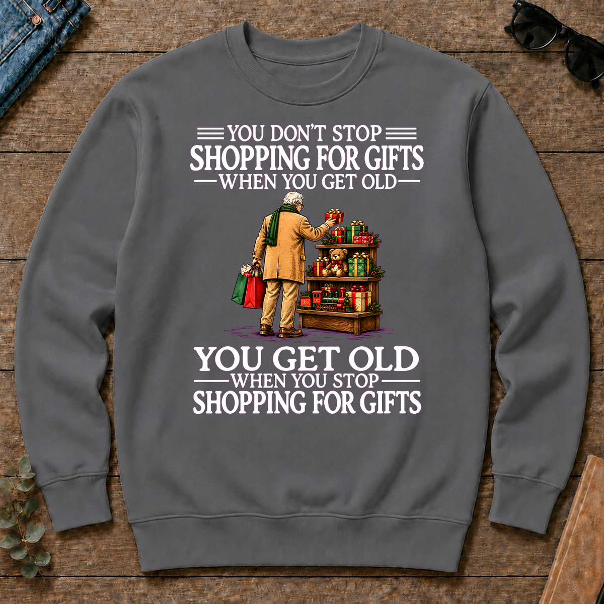 Old Man Don't Stop Shopping for Gifts - charcoal - CS2D-Charcoal