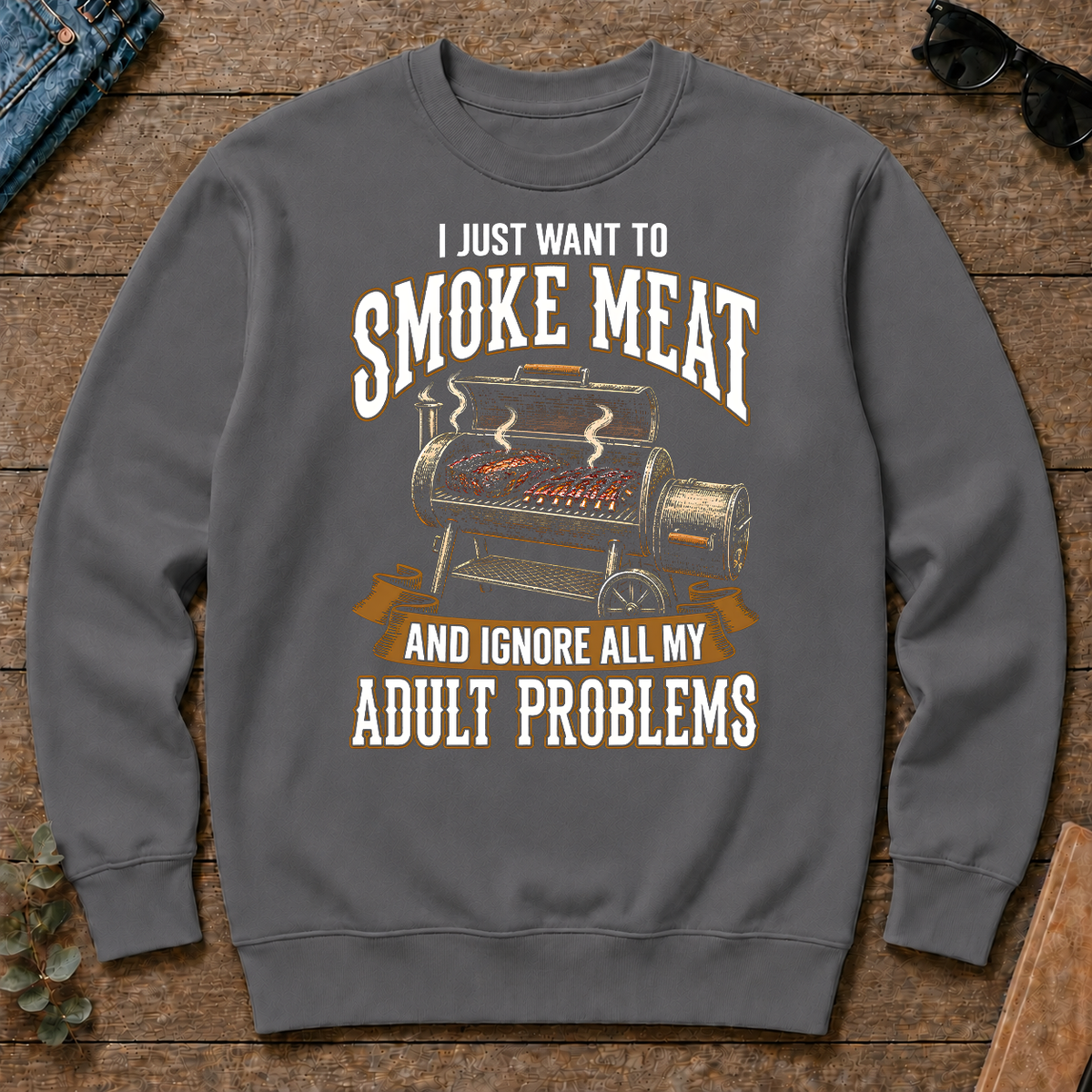 Vintage I Just Want To Smoke Meat - charcoal - CS2D-Charcoal
