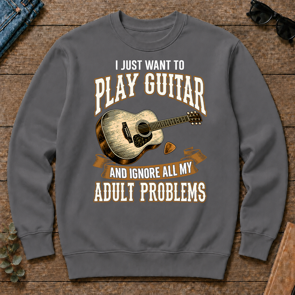 Vintage I Just Want To Play Guitar - charcoal - CS2D-Charcoal