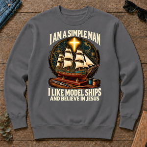 I Like Model Ships & Believe In Jesus - charcoal - CS2D-Charcoal