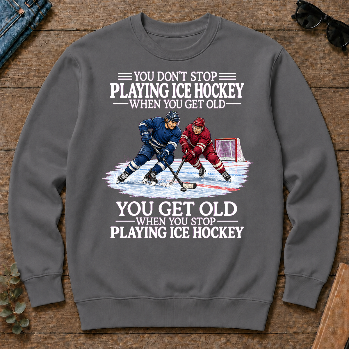 Old Man Don't Stop Ice Hockey - charcoal - CS2D-Charcoal