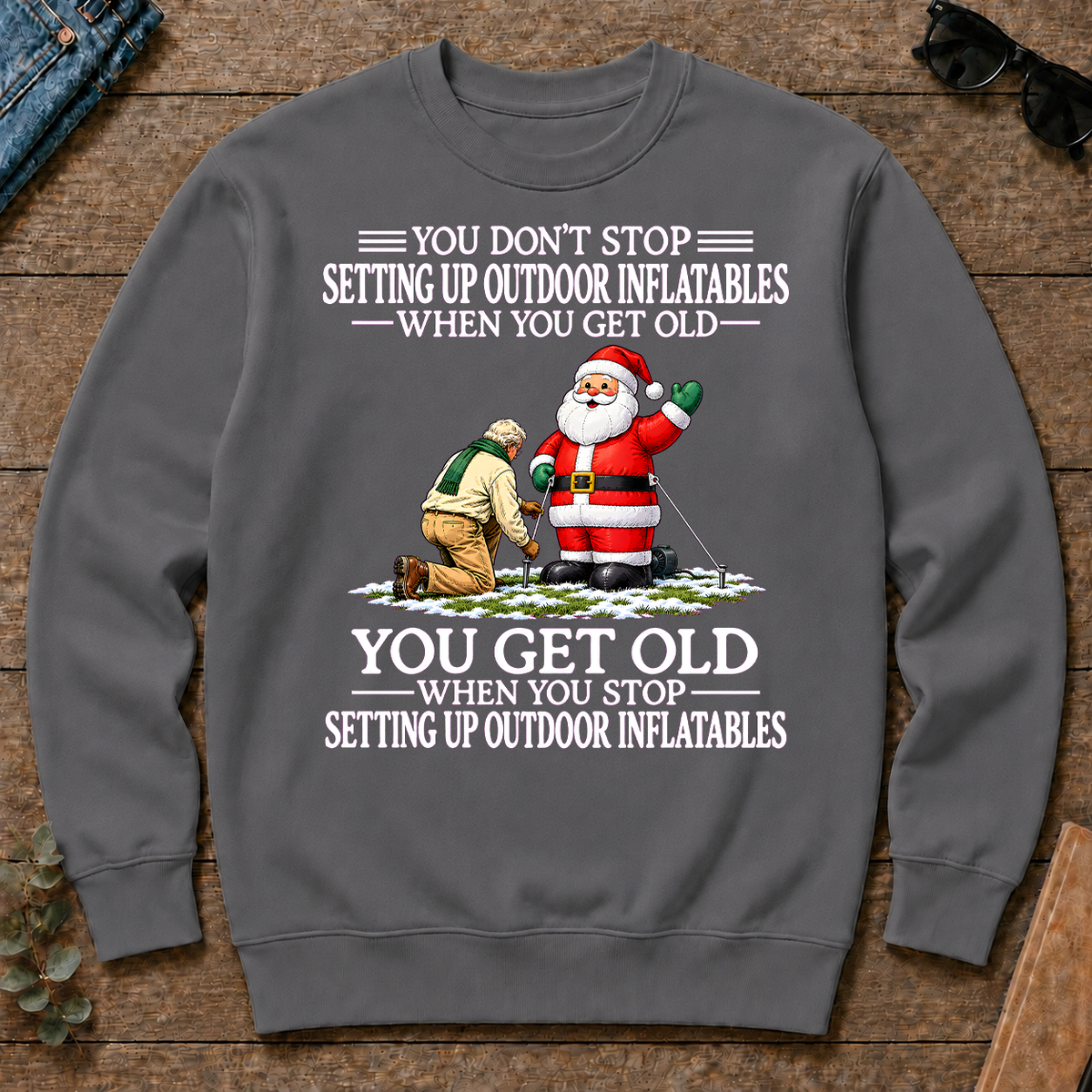 Old Man Don't Stop Setting Up Outfoor Inflatables - charcoal - CS2D-Charcoal