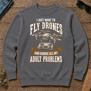 Vintage Black I Just Want To Fly Drones - charcoal - CS2D-Charcoal