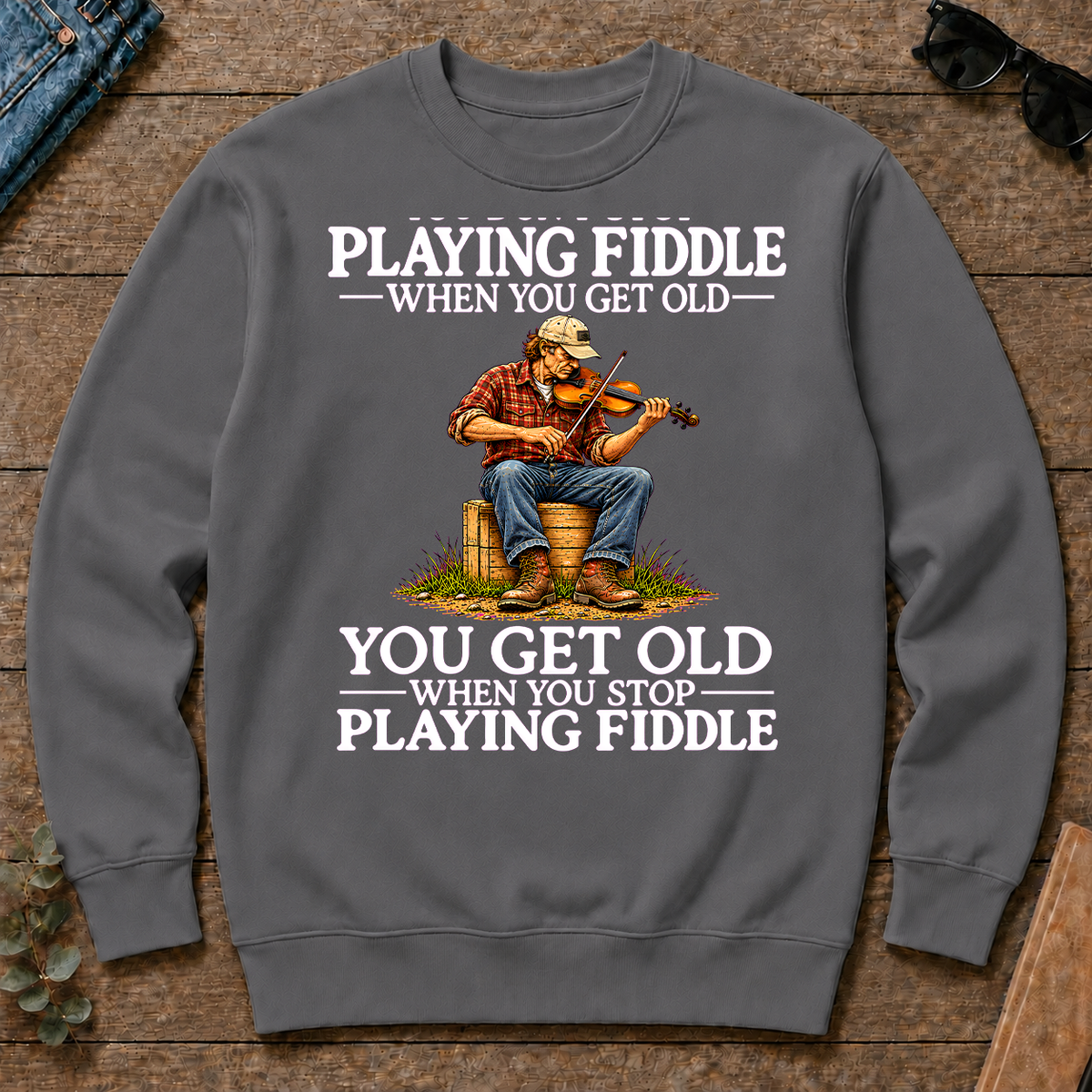 Old Man Don't Stop Playing Playing Fiddle - charcoal - CS2D-Charcoal