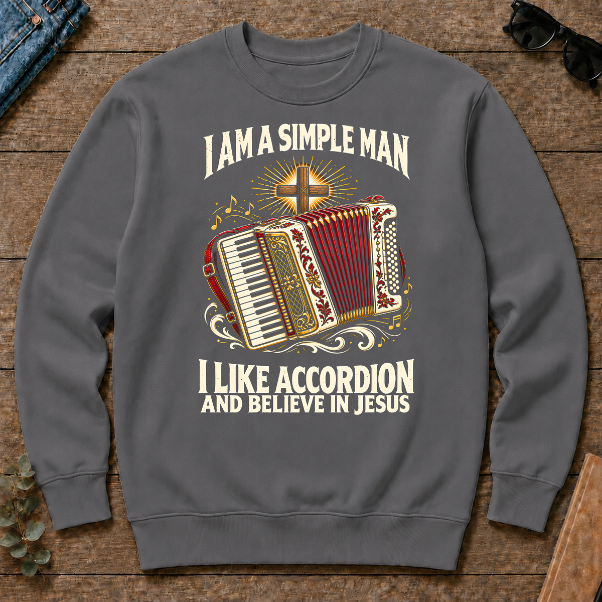 I Like Accordion & Believe In Jesus - charcoal - CS2D-Charcoal