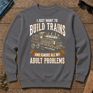 Vintage I Just Want To Build Trains - charcoal - CS2D-Charcoal